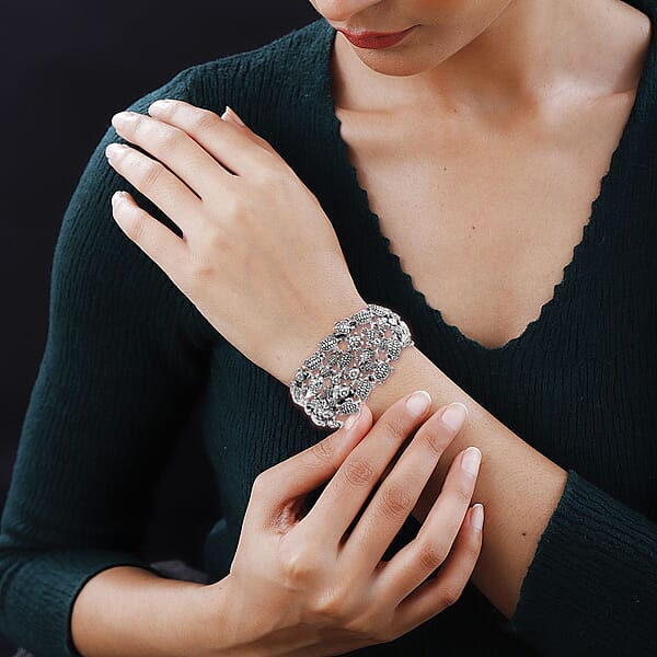 D'Joy Bali Legacy Turtle Cuff Bracelet In Sterling Silver (7.25 In) 35.25 Grams