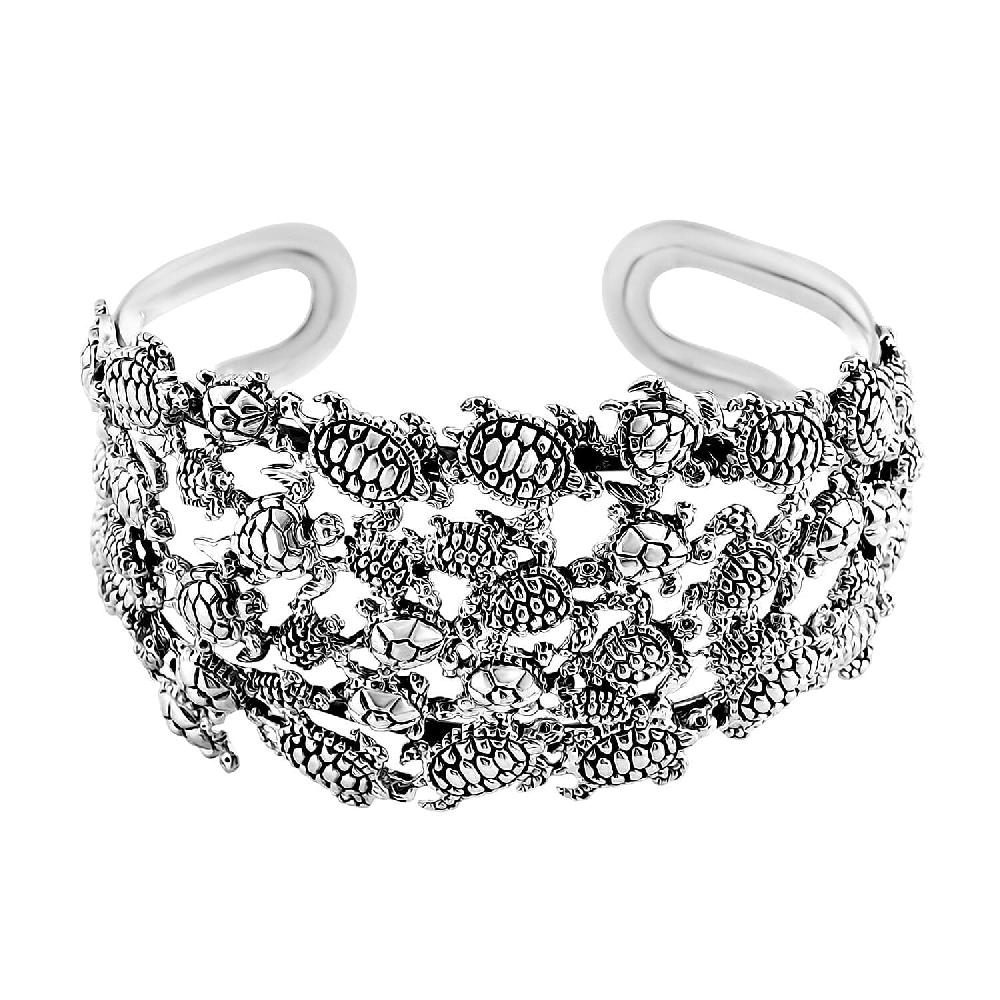 D'Joy Bali Legacy Turtle Cuff Bracelet in Sterling Silver (7.25 In) 35.25 Grams