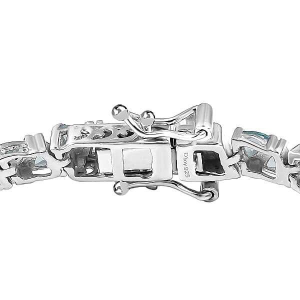 D'Joy Betroka Blue Apatite 7.35 Ctw Ocean Prism Bracelet In Rhodium Over Sterling Silver (7.25 In)