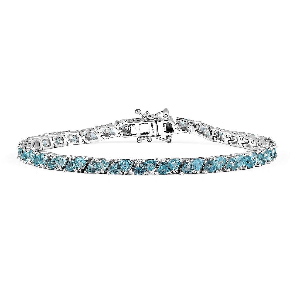 D'Joy Betroka Blue Apatite 7.35 ctw Ocean Prism Bracelet in Rhodium Over Sterling Silver (7.25 In)