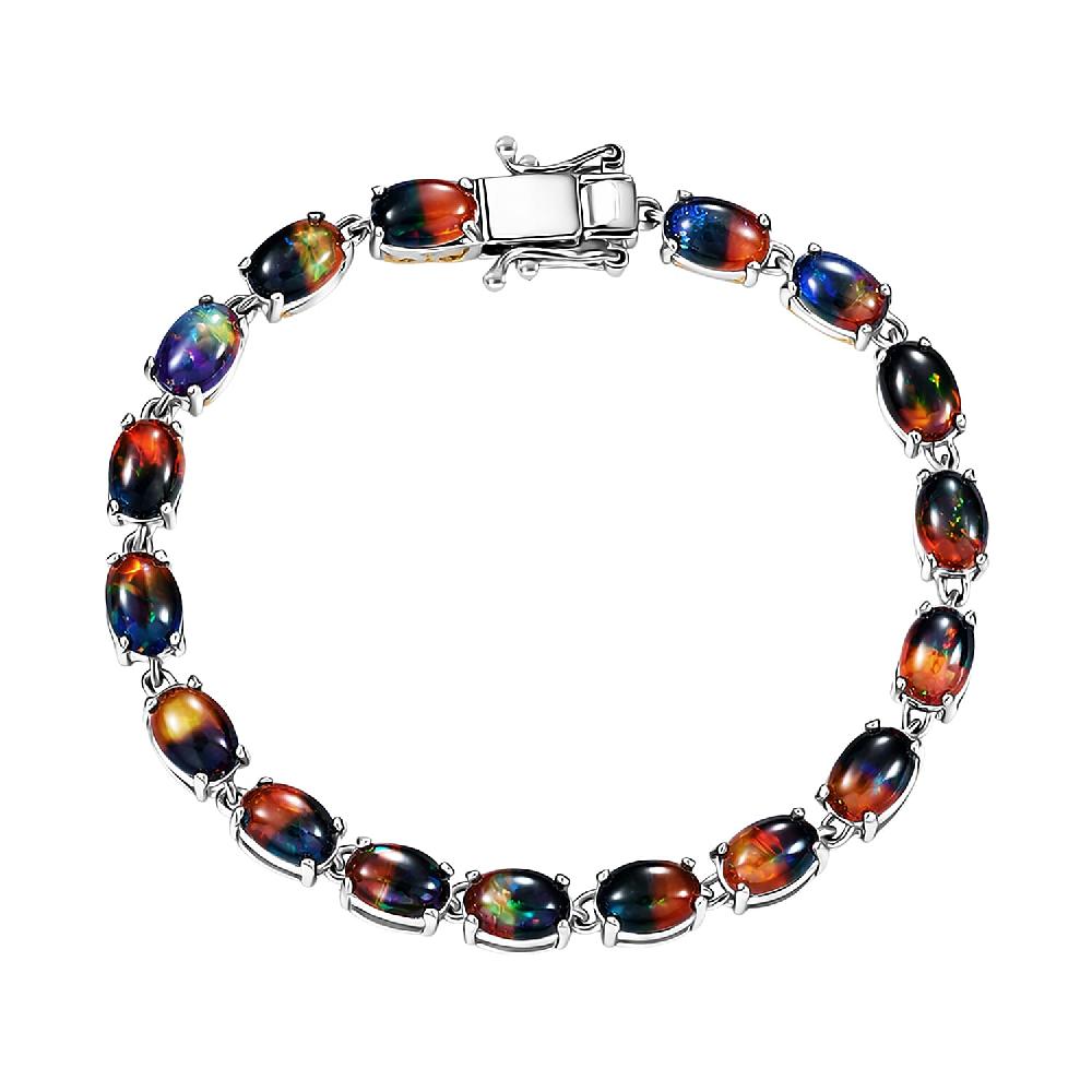 D'Joy Bi Color Ethiopian Opal 8.90 ctw Cosmic Light Bracelet in 18K Vermeil YG and Rhodium Over Sterling Silver (6.50 In)