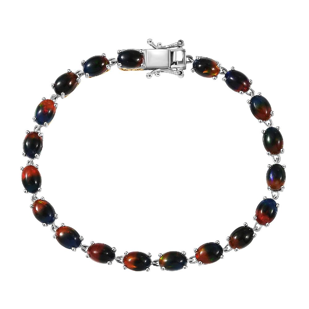 D'Joy Bi Color Ethiopian Opal 9.90 ctw Cosmic Light Bracelet in 18K Vermeil YG and Rhodium Over Sterling Silver (7.25 In)
