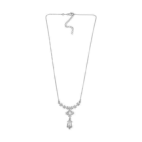 D'Joy Blooming Vines Necklace In Rhodium Over Sterling Silver 5.26 Grams 18 Inches