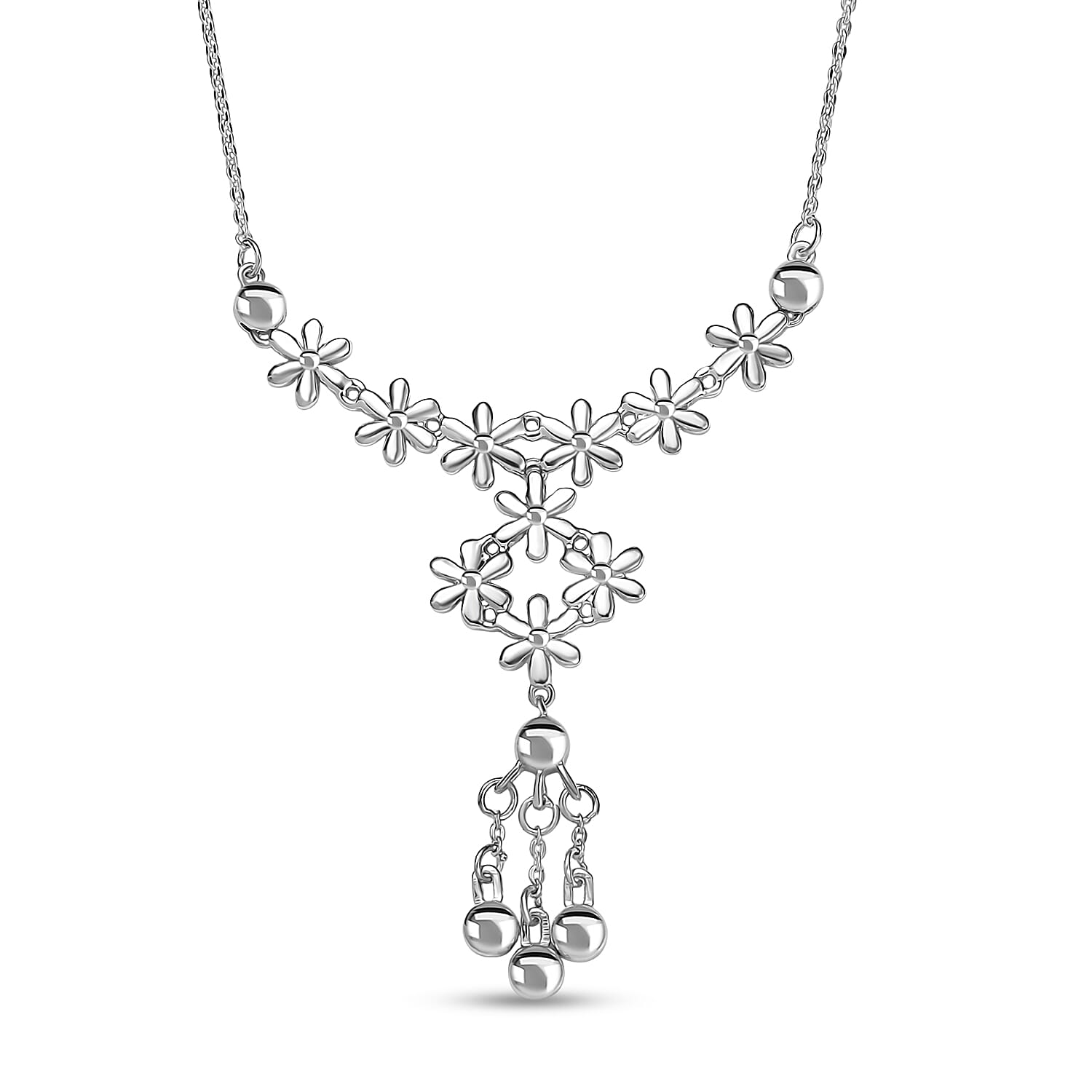 D'Joy Blooming Vines Necklace in Rhodium Over Sterling Silver 5.26 Grams 18 Inches