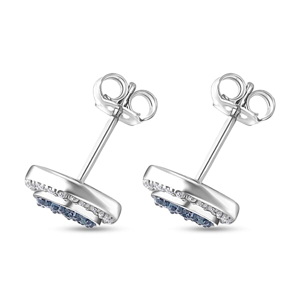D'Joy Blue And White Diamond 0.50 Ctw Desert Sunrise Earrings In Rhodium Over Sterling Silver