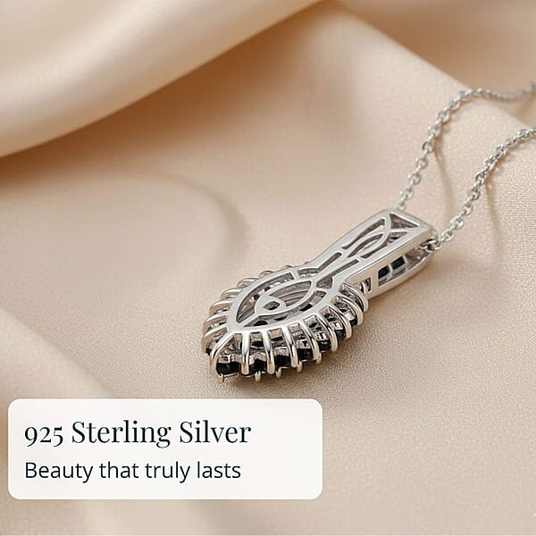 D'Joy Blue Diamond 1.00 Ctw Starry Night Pendant Necklace 20 Inches In Rhodium Over Sterling Silver