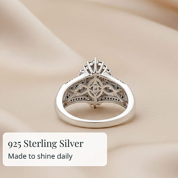 D'Joy Blue Diamond 1.00 Ctw Starry Night Ring In Rhodium Over Sterling Silver
