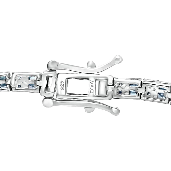 D'Joy Blue Diamond 1.00 Ctw Tennis Bracelet In Rhodium Over Sterling Sil (7.25 In)