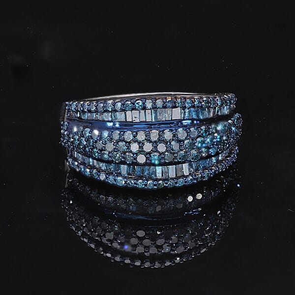 D'Joy Blue Diamond 2.00 Ctw Ring In Platinum Over Sterling Silver