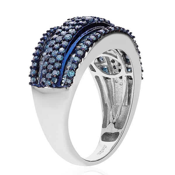 D'Joy Blue Diamond 2.00 Ctw Ring In Platinum Over Sterling Silver