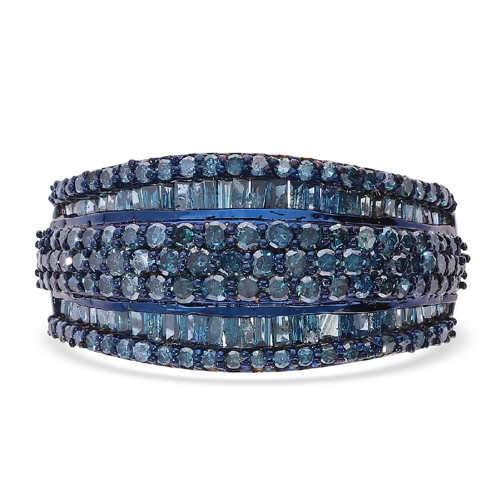 D'Joy Blue Diamond 2.00 ctw Ring in Platinum Over Sterling Silver