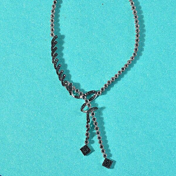 D'Joy Blue Diamond 2.75 Ctw Knotted Necklace In Rhodium Over Sterling Silver 18 Inches