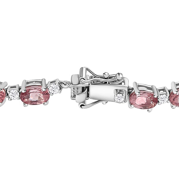 D'Joy Blush Apatite And Moissanite Bracelet In Platinum Over Sterling Silver (7.25 In) 14.80 Ctw