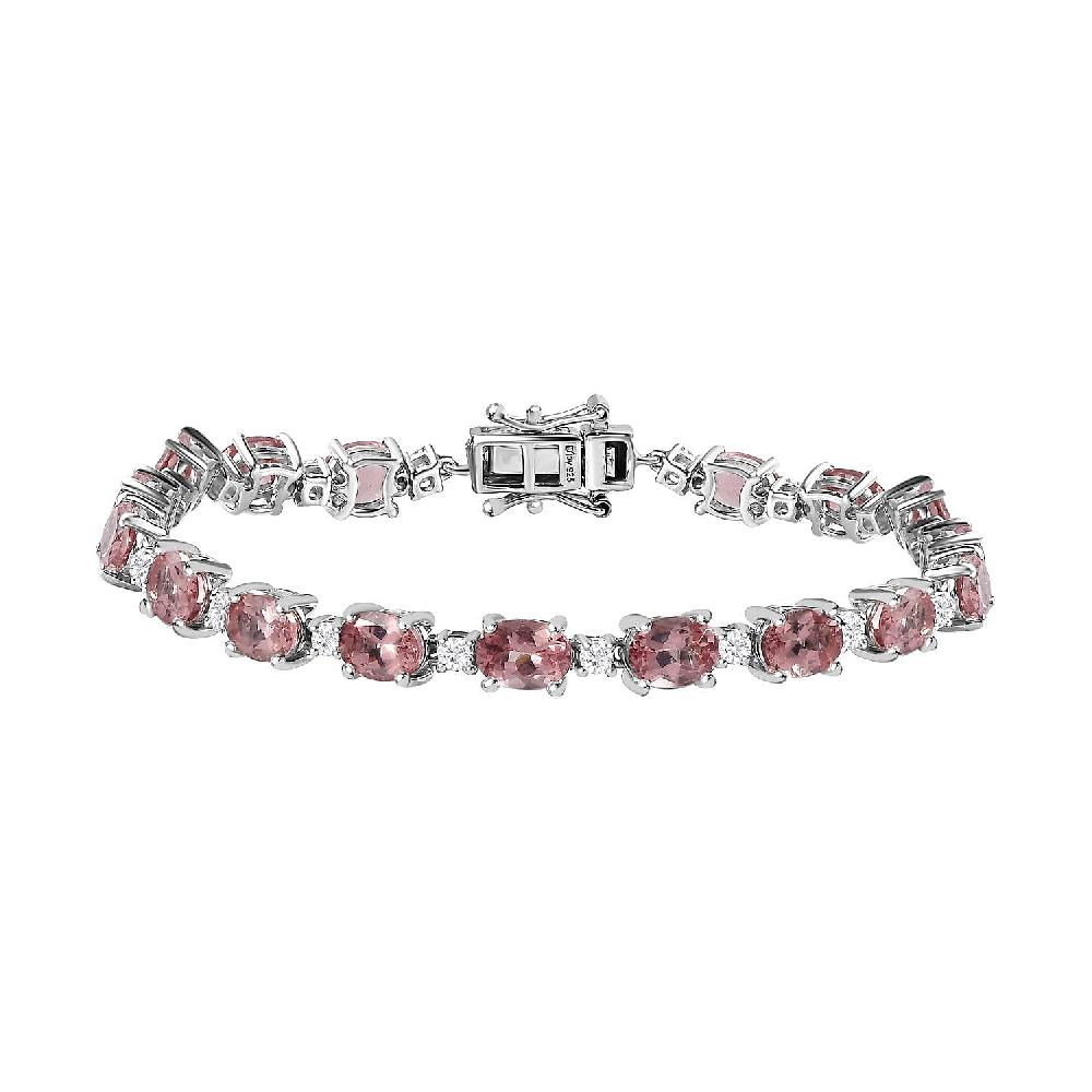 D'Joy Blush Apatite and Moissanite Bracelet in Platinum Over Sterling Silver (7.25 In) 14.80 ctw