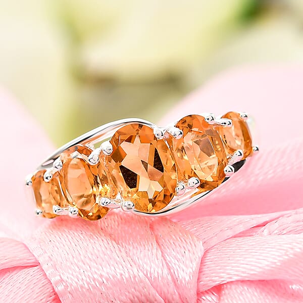 D'Joy Brazilian Citrine 1.85 Ctw 5 Stone Ring In Sterling Silver