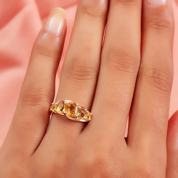 D'Joy Brazilian Citrine 1.85 Ctw 5 Stone Ring In Sterling Silver