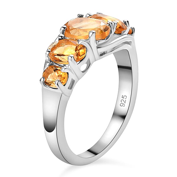 D'Joy Brazilian Citrine 1.85 Ctw 5 Stone Ring In Sterling Silver
