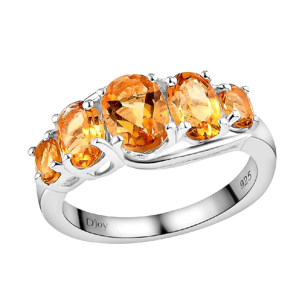D'Joy Brazilian Citrine 1.85 ctw 5 Stone Ring in Sterling Silver
