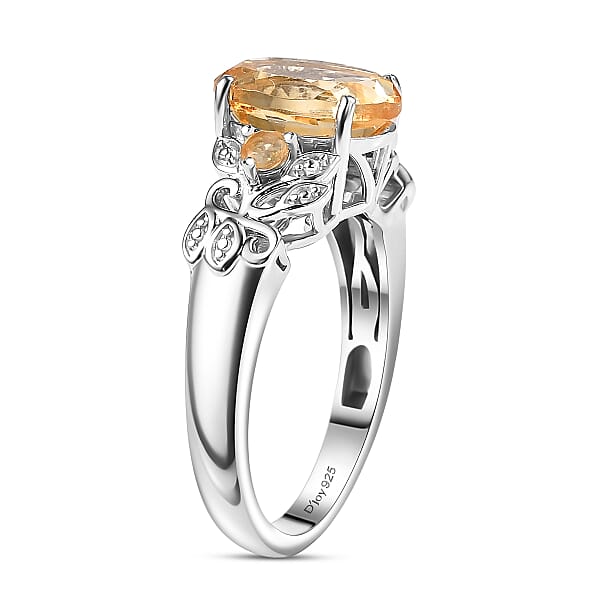 D'Joy Brazilian Citrine Leaves Ring In Platinum Over Sterling Silver 2.65 Ctw