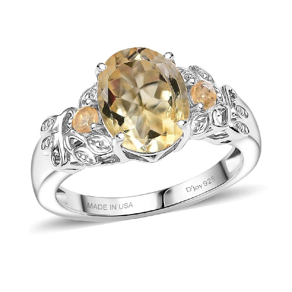 D'Joy Brazilian Citrine Leaves Ring in Platinum Over Sterling Silver 2.65 ctw