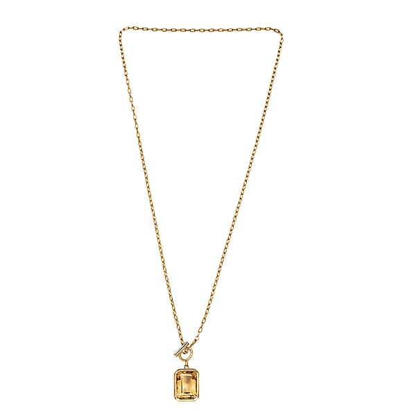 D'Joy Brazilian Citrine White Zircon Necklace In 18K Vermeil YG Over Sterling Silver 7.85 Ctw (18 Inches)
