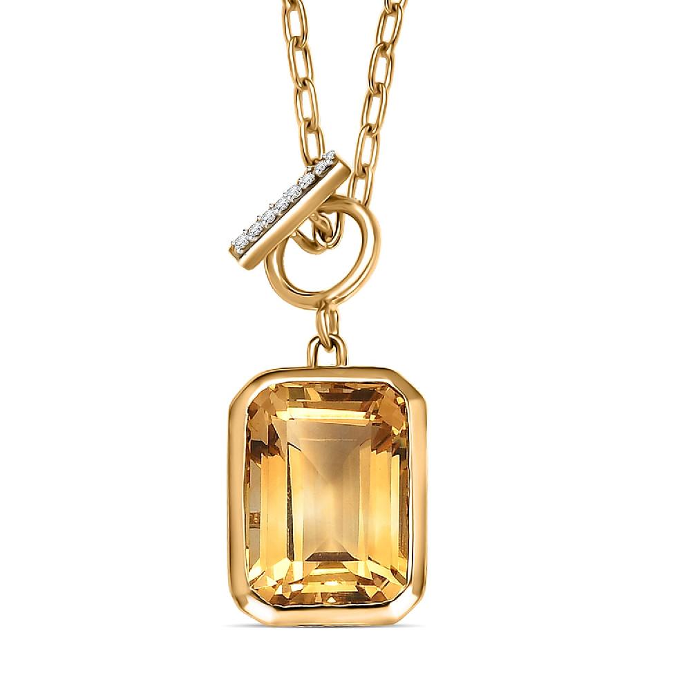 D'Joy Brazilian Citrine White Zircon Necklace in 18K Vermeil YG Over Sterling Silver 7.85 ctw (18 Inches)