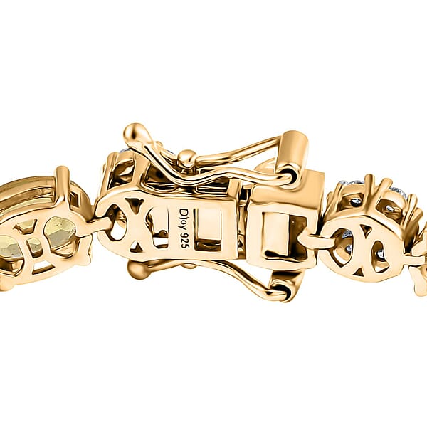 D'Joy Brazilian Heliodor And Moissanite 11.25 Ctw Sunlit Harmony Bracelet In 18K Vermeil Yellow Gold Over Sterling Silver (7.25 In)