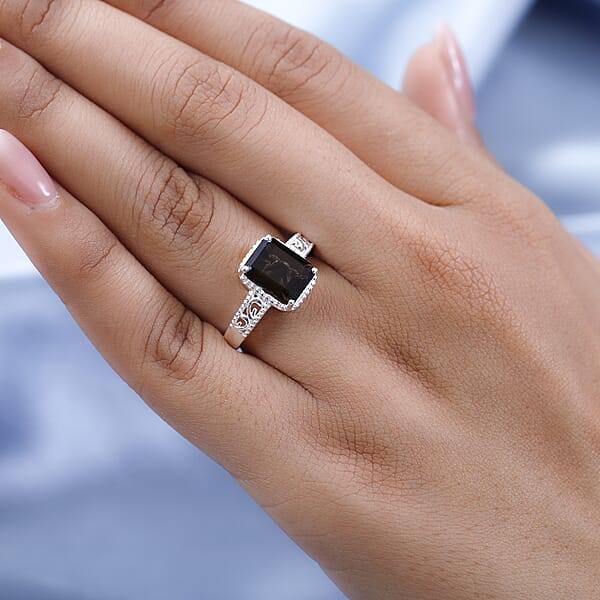 D'Joy Brazilian Smoky Quartz 3.25 Ctw Solitaire Ring In Sterling Silver