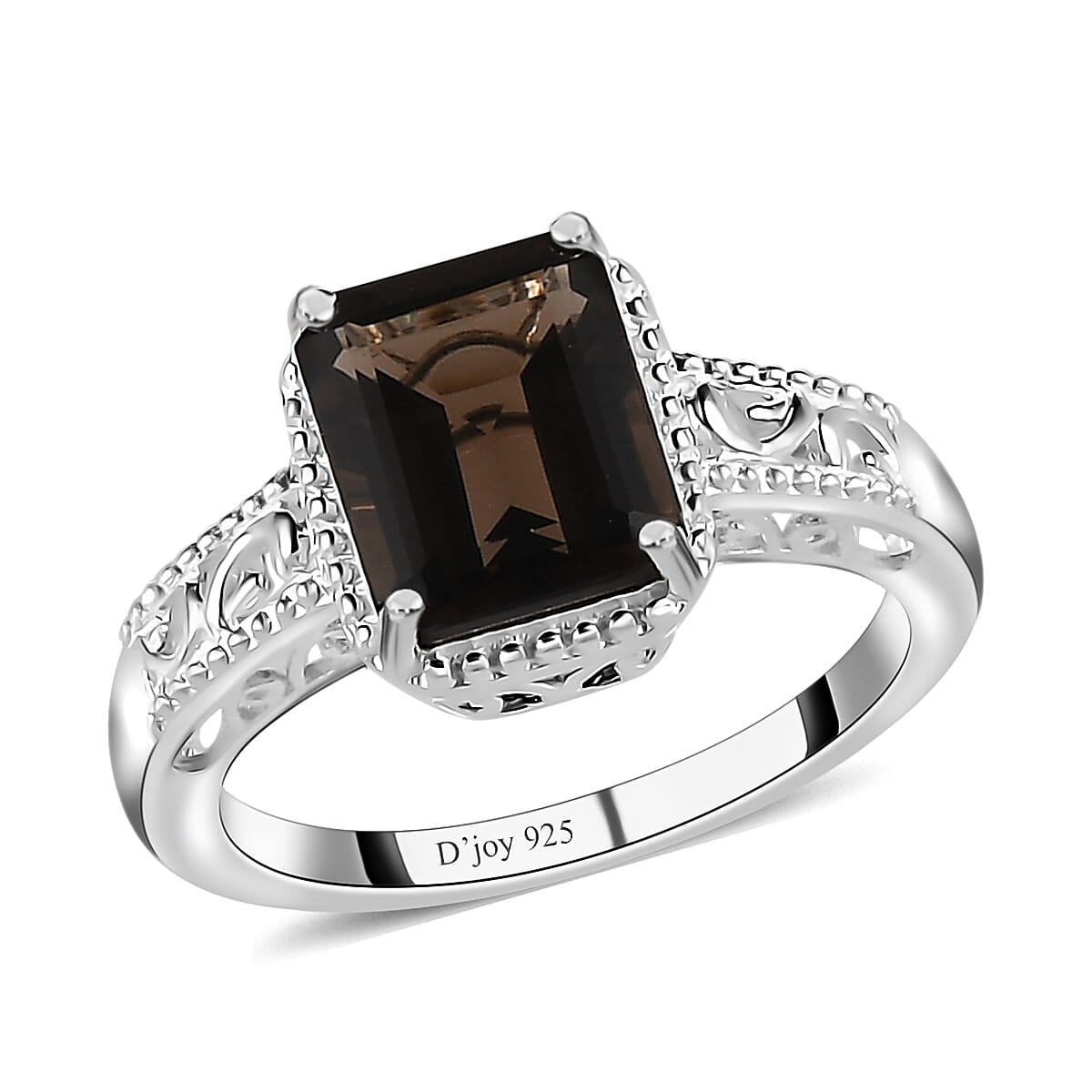 D'Joy Brazilian Smoky Quartz 3.25 ctw Solitaire Ring in Sterling Silver