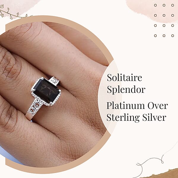 D'Joy Brazilian Smoky Quartz 3.25 Ctw Solitaire Ring In Sterling Silver