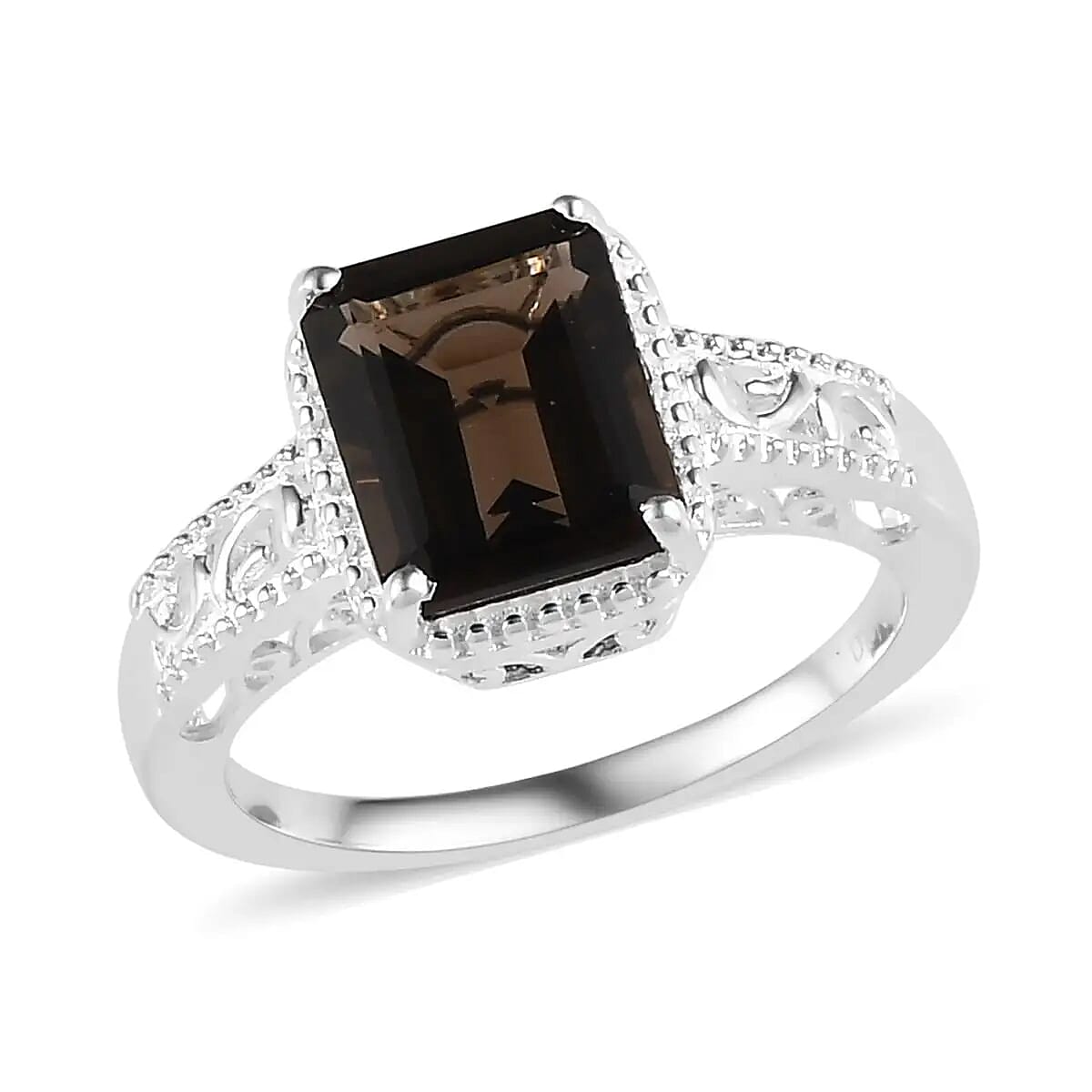 D'Joy Brazilian Smoky Quartz 3.25 ctw Solitaire Ring in Sterling Silver