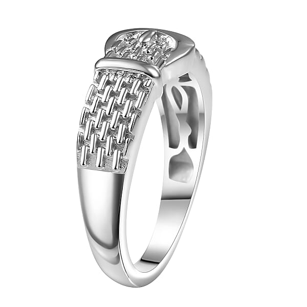 D'Joy Buckle Ring In Rhodium Over Sterling Silver 4.0 Grams