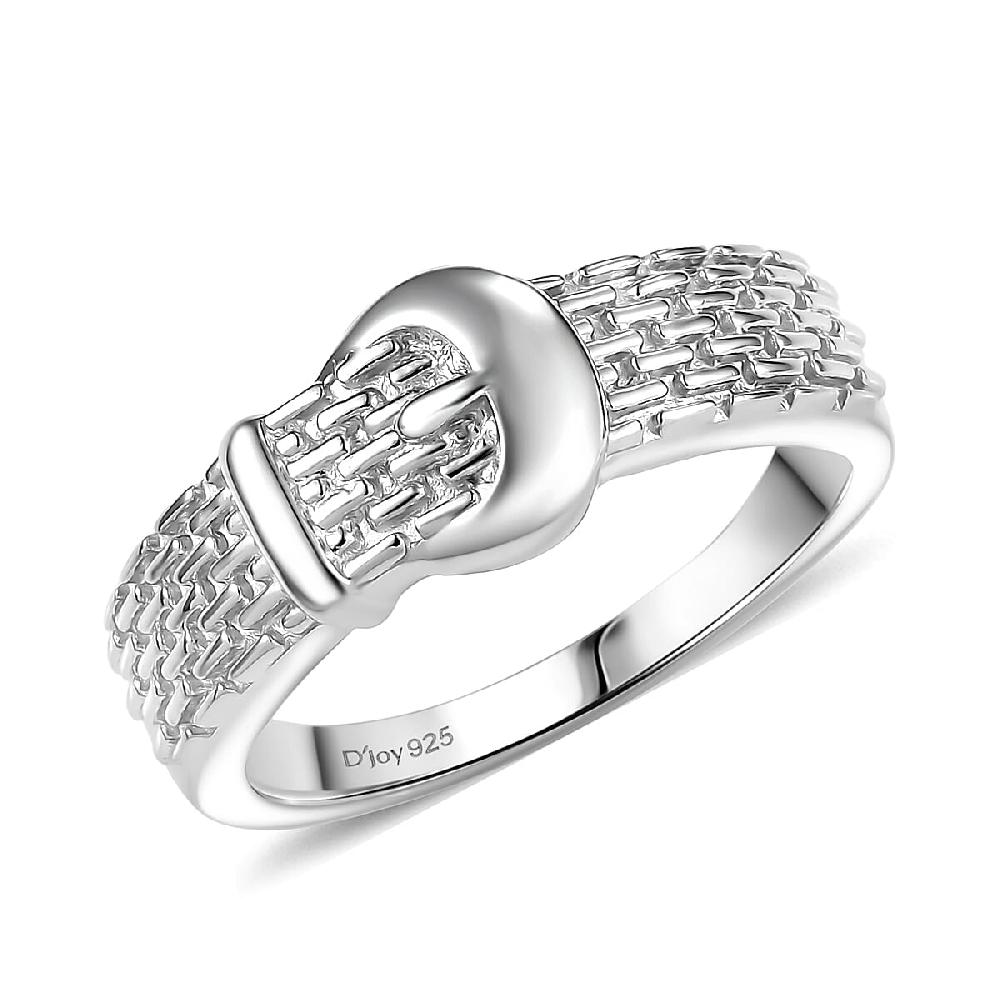 D'Joy Buckle Ring in Rhodium Over Sterling Silver 4.0 Grams