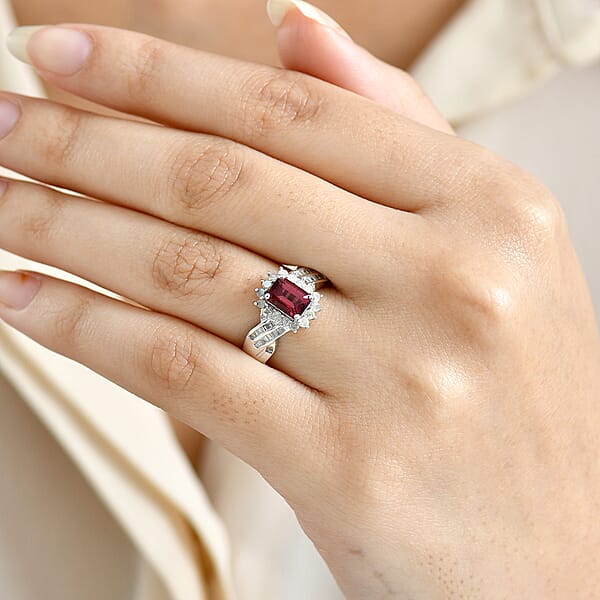 D'Joy Byzantine Tourmaline Diamond Ring In Rhodium Over Sterling Silver 1.60 Ctw