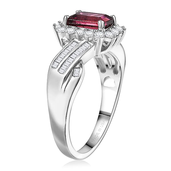 D'Joy Byzantine Tourmaline Diamond Ring In Rhodium Over Sterling Silver 1.60 Ctw