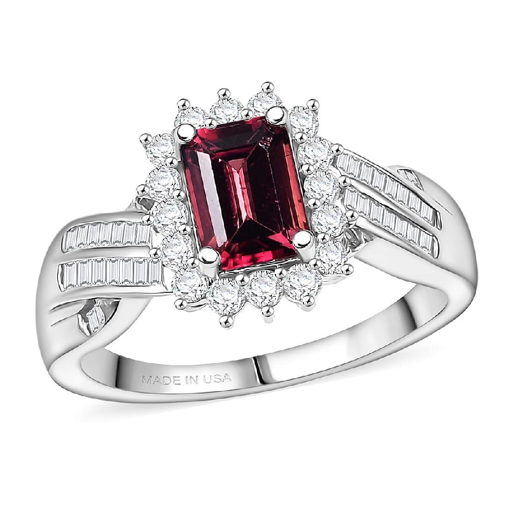 D'Joy Byzantine Tourmaline Diamond Ring in Rhodium Over Sterling Silver 1.60 ctw