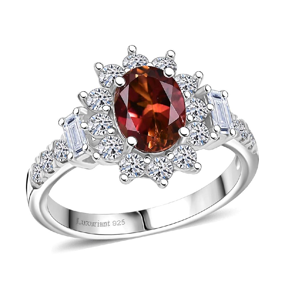 D'Joy Byzantine Tourmaline Lab Grown Diamond Timeless Halo Ring in Rhodium Over Sterling Silver 2.40 ctw