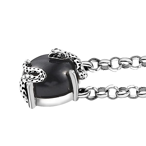 D'Joy California Black Jade And Thai Black Spinel 6.65 Ctw Snake Necklace In Sterling Silver 18 Inches