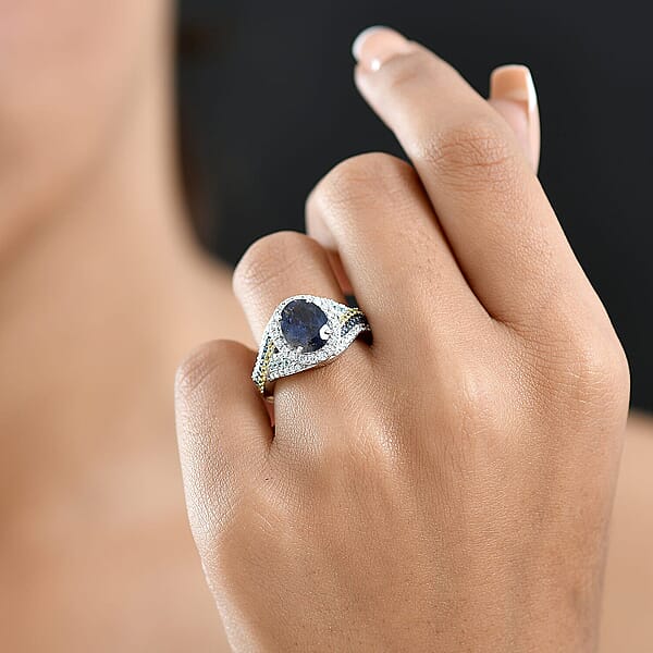 D'Joy Catalina Iolite Multi Gemstones Regalia Ring In Rhodium Over Sterling Silver 3.60 Ctw