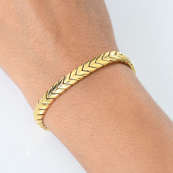 D'Joy Chevron Link Bracelet In 18K Vermeil Yellow Gold Over Sterling Silver (7.25 In) 19 Grams