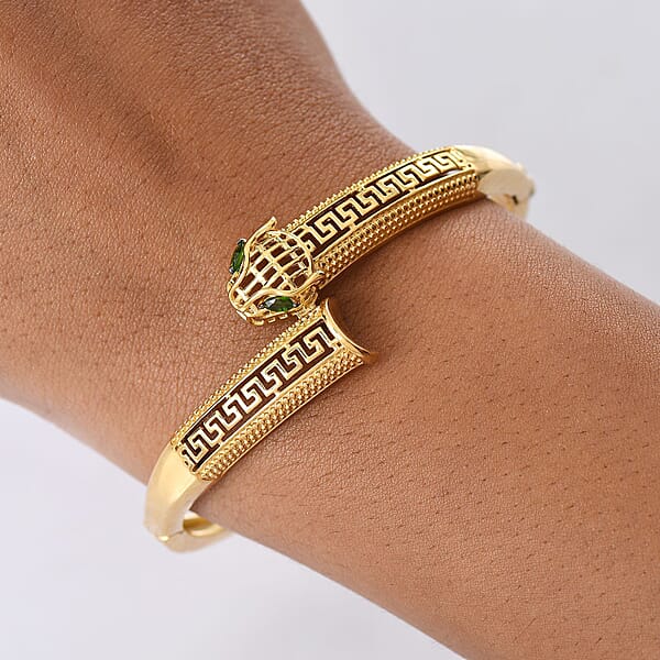 D'Joy Chrome Diopside 0.25 Ctw Bangle Bracelet In 18K Vermeil Yellow Gold Over Sterling Silver (6.50 In)