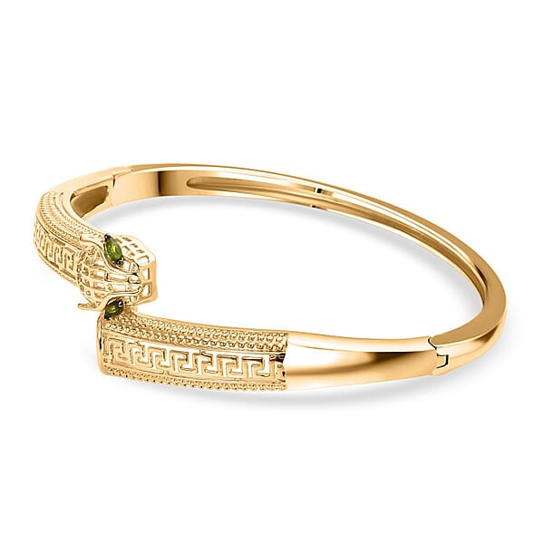 D'Joy Chrome Diopside 0.25 Ctw Bangle Bracelet In 18K Vermeil Yellow Gold Over Sterling Silver (6.50 In)