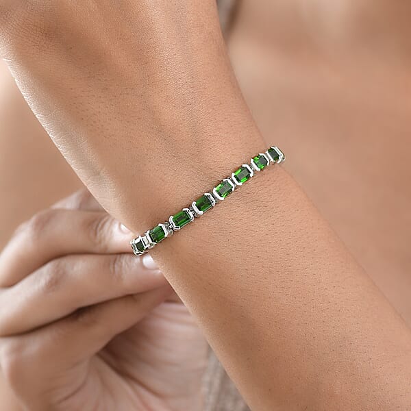D'Joy Chrome Diopside Bracelet In Rhodium Over Sterling Silver 13.25 Ctw (7.25 Inches) (Del. In 5-7 Days)