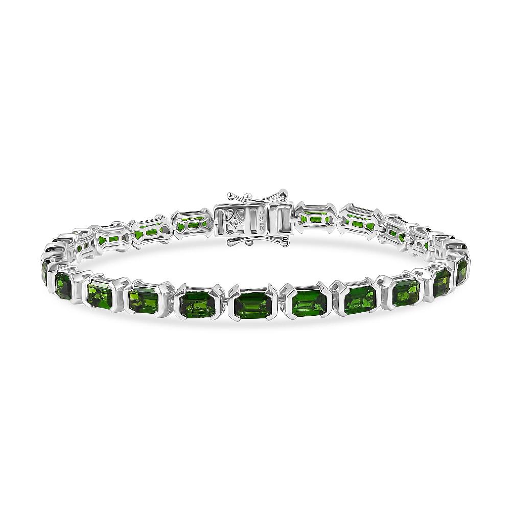 D'Joy Chrome Diopside Bracelet in Rhodium Over Sterling Silver 13.25 ctw (7.25 Inches) (Del. in 5-7 Days)