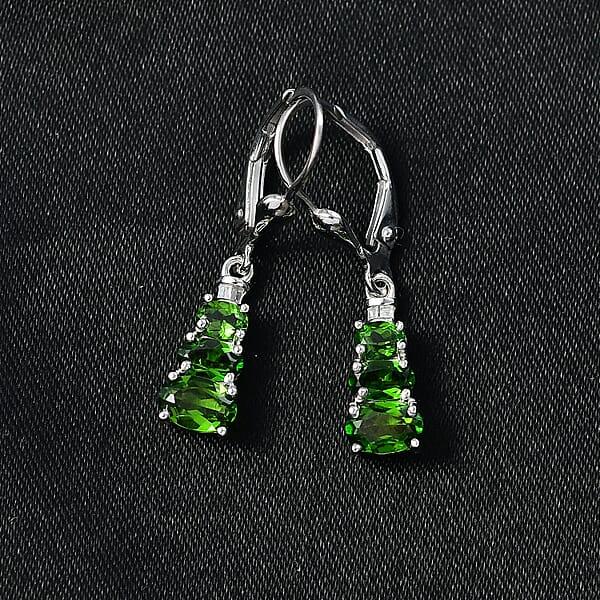 D'Joy Chrome Diopside Diamond Earrings In Rhodium Over Sterling Silver 1.80 Ctw