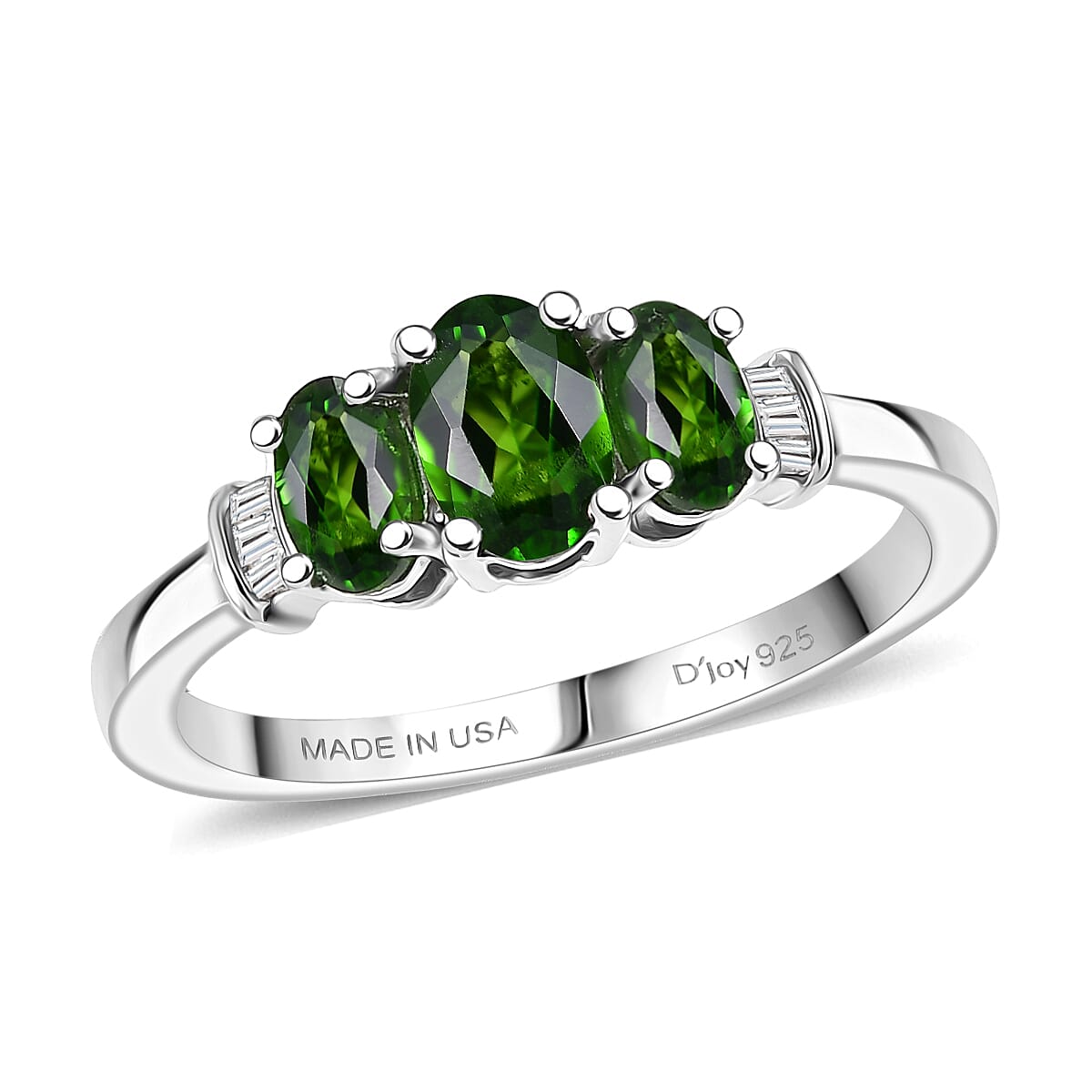 D'Joy Chrome Diopside Diamond Ring in Rhodium Over Sterling Silver 1.00 ctw