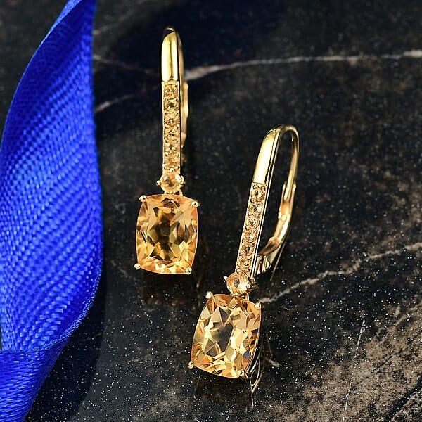 D'Joy Citrine Earrings In 18K Vermeil YG Over Sterling Silver 4.50 Ctw (Brazilian)