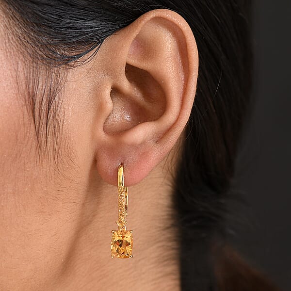 D'Joy Citrine Earrings In 18K Vermeil YG Over Sterling Silver 4.50 Ctw (Brazilian)