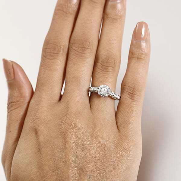 D'Joy Crisantemo Cut Moissanite 1.80 Ctw Vine Grace Ring In Rhodium Over Sterling Silver