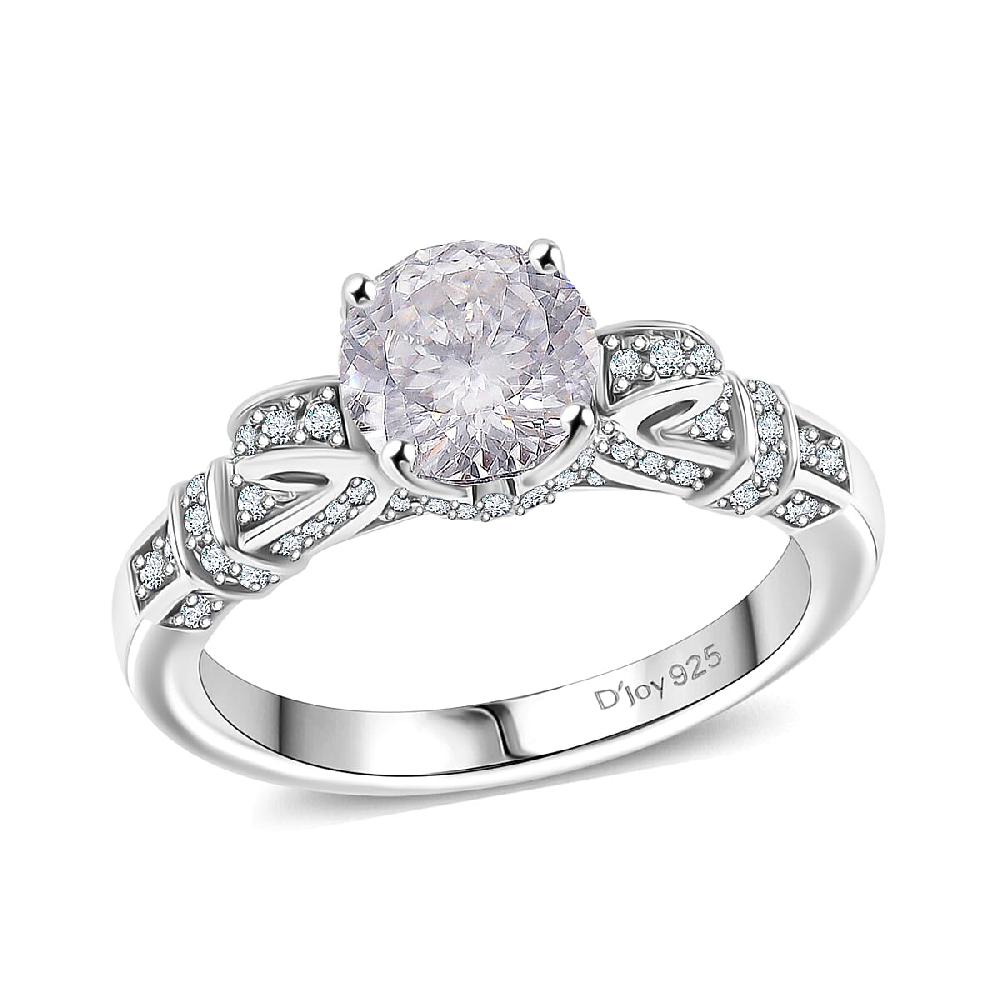 D'Joy Crisantemo Cut Moissanite 1.80 ctw Vine Grace Ring in Rhodium Over Sterling Silver